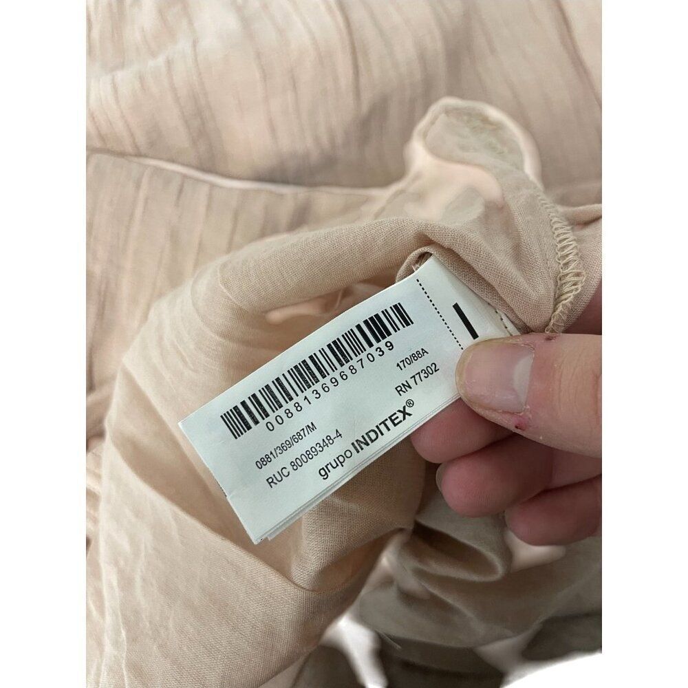 Zara Womens Textured Midi Dress Medium M Pink V-Neck Sleeveless 0881/369 NWT - Picture 8 of 16